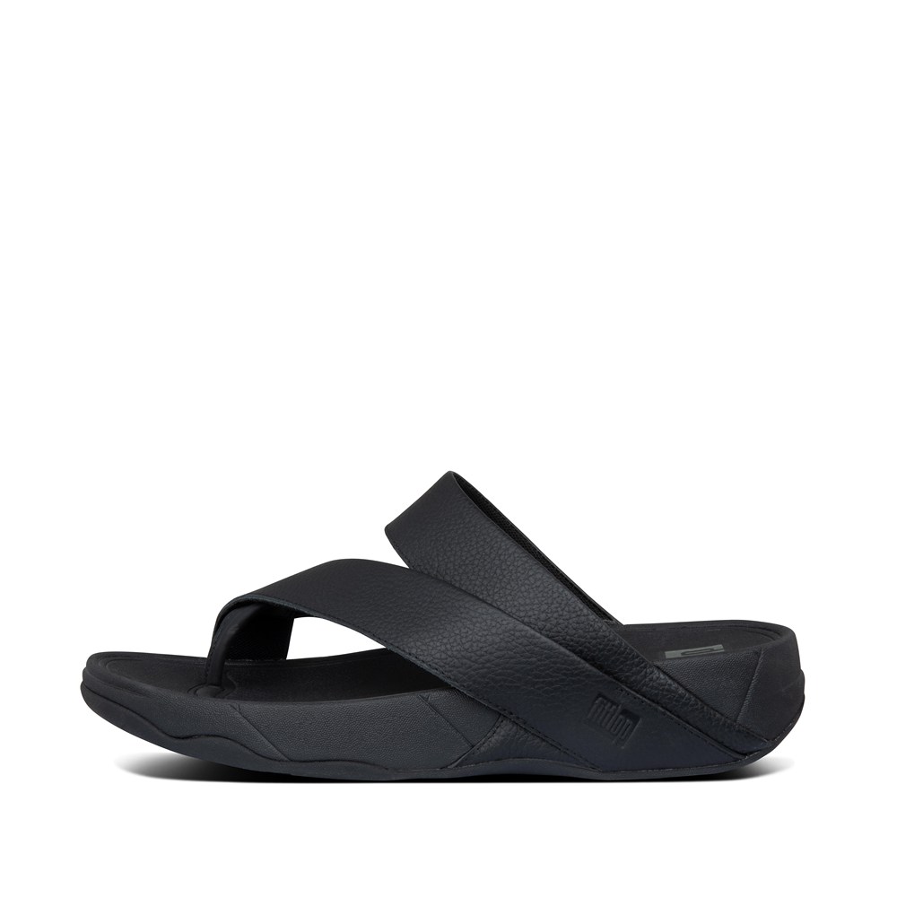 Fitflop Mens Sandals Black - Sling Leather Toe-post - 46JVFCMNY